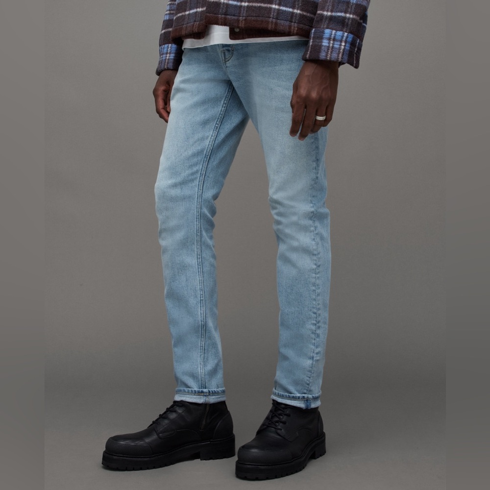 NEW Allsaints Rex Slim Fit Jeans 32 x 30 Light indigo Blue with Tags